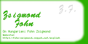 zsigmond fohn business card